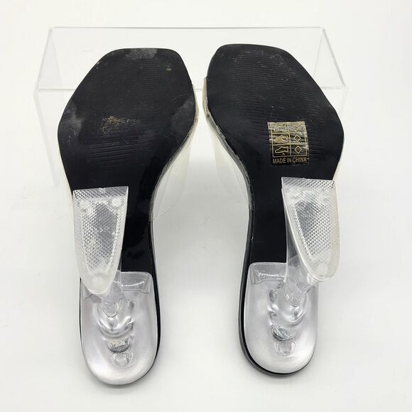 Superdown | Clear Acrylic & Black Cherie Open Toe Structured 4" Heels, Size 7 - Picture 5 of 11